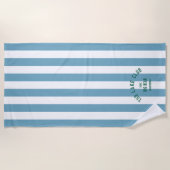 De Lake Club Green Crest Blue Nautical Stripe Strandlaken (Voorkant)