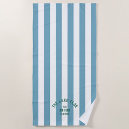 De Lake Club Green Crest Blue Nautical Stripe Strandlaken