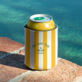 De Lake Club Green Crest Yellow Nautical Stripe Blikjeskoeler