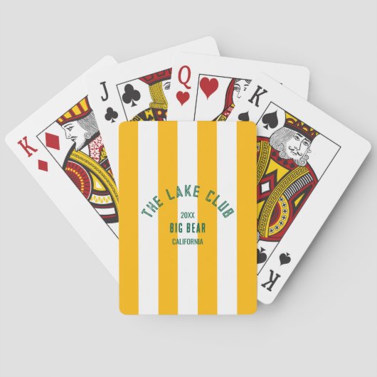 De Lake Club Green Crest Yellow Nautical Stripe Pokerkaarten (Achterkant)