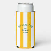 De Lake Club Green Crest Yellow Nautical Stripe Seltzer Blikjeskoeler (Seltzer Voorkant)