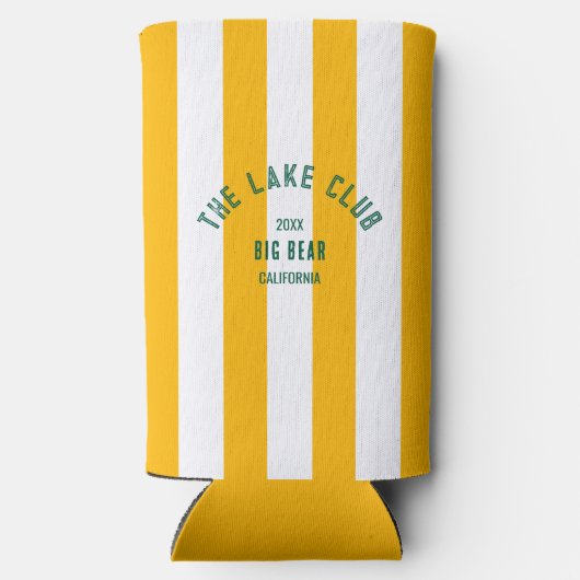 De Lake Club Green Crest Yellow Nautical Stripe Seltzer Blikjeskoeler (Achterkant)