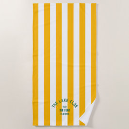 De Lake Club Green Crest Yellow Nautical Stripe Strandlaken