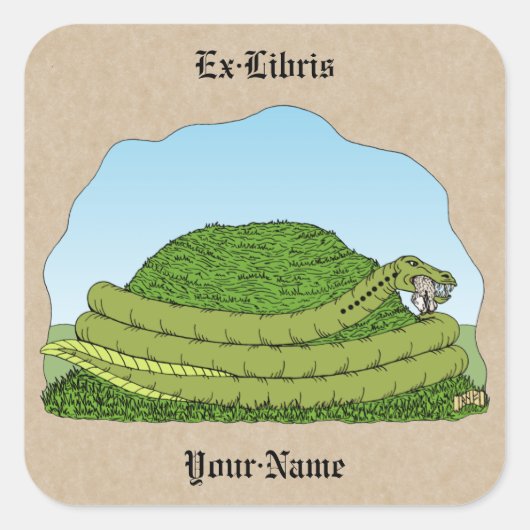 De Lambton Worm Bookplate Vierkante Sticker (Voorkant)
