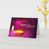 De Lamp van Diwali van de Lichten van Bokeh Kaart (Gele Bloem)