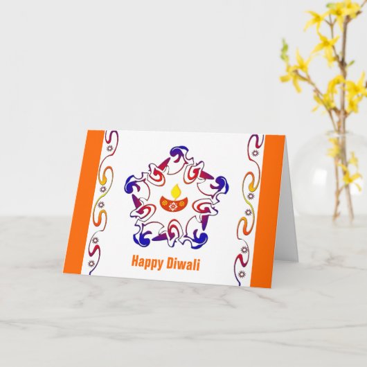 De lamp van Rangoli - Kaart (Gele Bloem)