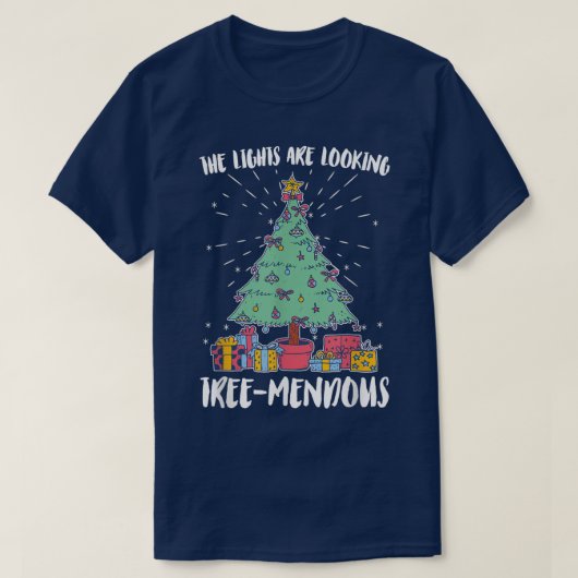 De lampjes zien er TreeMendous Funny Xmas Chr T-shirt (Design voorkant)