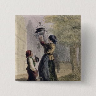 De Lamplichter uit 'Les Femmes de Paris' Vierkante Button 5,1 Cm