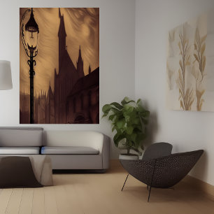 De lamppost in de stad   AI Art Poster