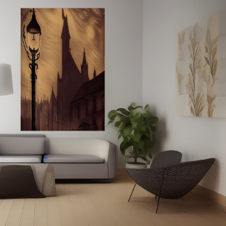 De lamppost in de stad | AI Art Poster