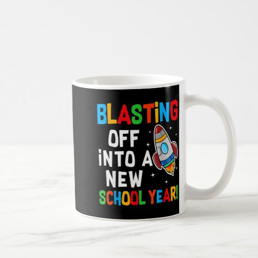 De lancering in een nieuw schooljaar eerste dag on koffiemok (Rechts)
