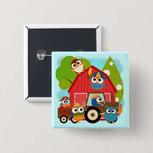 De Landbouwers van de uil Vierkante Button 5,1 Cm (Voorkant /achterkant)