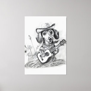 De landelijke crooner teckel canvas afdruk