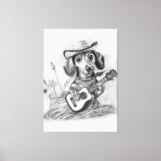 De landelijke crooner teckel canvas afdruk (Voorkant)