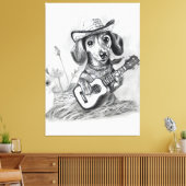 De landelijke crooner teckel canvas afdruk (Insitu (Woonkamer))