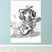 De landelijke crooner teckel canvas afdruk (Insitu (Houten vloer))