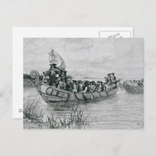 De landing van Cadillac Briefkaart (Voorkant / Achterkant)