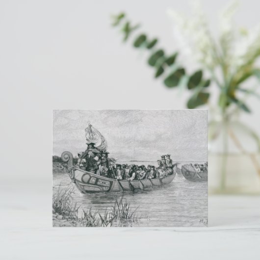 De landing van Cadillac Briefkaart (Staand voorkant)