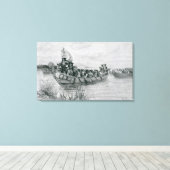 De landing van Cadillac Canvas Afdruk (Insitu (Houten vloer))