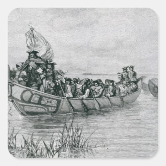 De landing van Cadillac Vierkante Sticker (Voorkant)