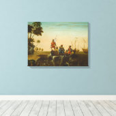 De landing van Columbus, c.1837 (olie op canvas) Canvas Afdruk (Insitu (Houten vloer))