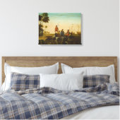 De landing van Columbus, c.1837 (olie op canvas) Canvas Afdruk (Insitu (Slaapkamer))