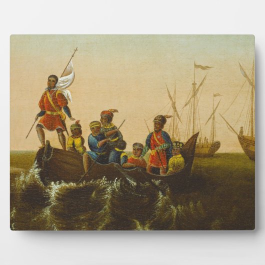 De landing van Columbus, c.1837 (olie op canvas) Fotoplaat (Voorkant)