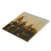 De landing van Columbus, c.1837 (olie op canvas) Tegeltje (Zijkant)