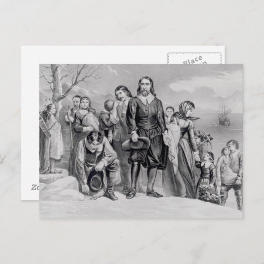 De landing van de pelgrims briefkaart (Voorkant / Achterkant)