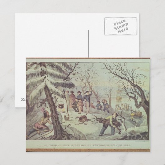 De landing van de pelgrims in Plymouth Briefkaart (Voorkant / Achterkant)