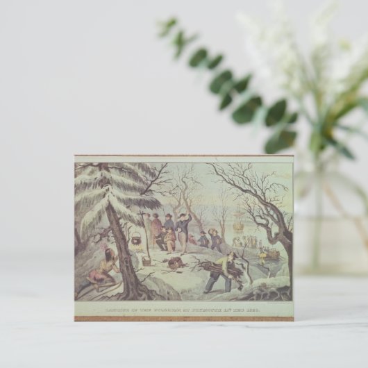 De landing van de pelgrims in Plymouth Briefkaart (Staand voorkant)