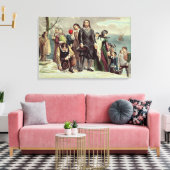 De landing van de pelgrims in Plymouth Canvas Afdruk (Insitu (Woonkamer))