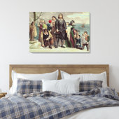 De landing van de pelgrims in Plymouth Canvas Afdruk (Insitu (Slaapkamer))