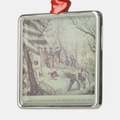 De landing van de pelgrims in Plymouth Metalen Ornament (Links)