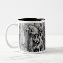 De landing van de pelgrims tweekleurige koffiemok