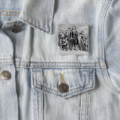 De landing van de pelgrims vierkante button 5,1 cm (In situ)