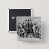 De landing van de pelgrims vierkante button 5,1 cm (Voorkant /achterkant)