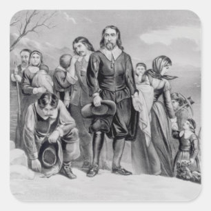 De landing van de pelgrims vierkante sticker