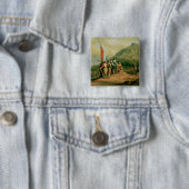 De landing van Jan van Riebeeck Vierkante Button 5,1 Cm (In situ)