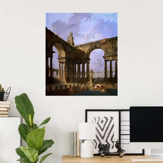 De landingplaats van Hubert Robert Poster (Thuiskantoor)