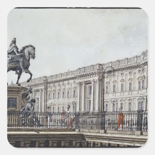 De lange brug met een aristocratisch monument vierkante sticker (Voorkant)