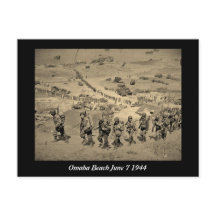 De lange lijn van het strand van Omaha