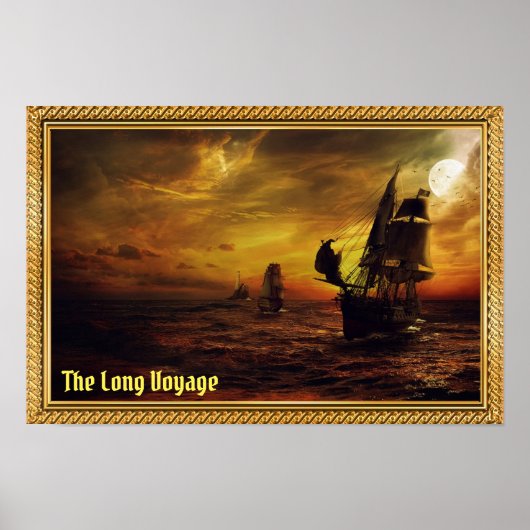 De Lange Reis - Galleons onder Zeil Poster (Voorkant)