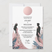 De lange tule Regal Royal Glam Blush Roze Bruiloft Kaart (Voorkant)