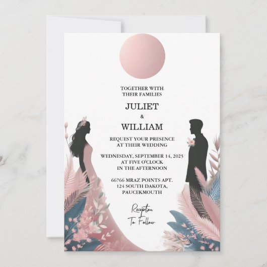 De lange tule Regal Royal Glam Blush Roze Bruiloft Kaart (Voorkant)