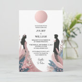 De lange tule Regal Royal Glam Blush Roze Bruiloft Kaart (Staand voorkant)