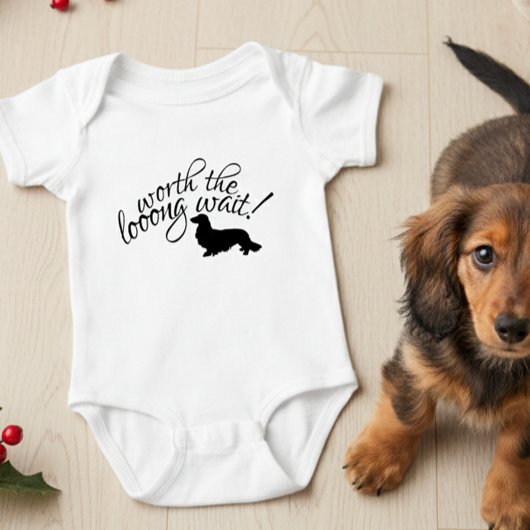 De lange wachttijd van Dachshund Newborn Gift Baby Romper