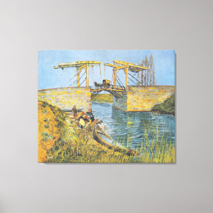 De Langlois-brug in Arles met vrouwen die wassen Canvas Afdruk