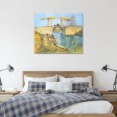 De Langlois-brug in Arles met vrouwen die wassen Canvas Afdruk (Insitu (Slaapkamer))