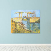 De Langlois-brug in Arles met vrouwen die wassen Canvas Afdruk (Insitu (Houten vloer))